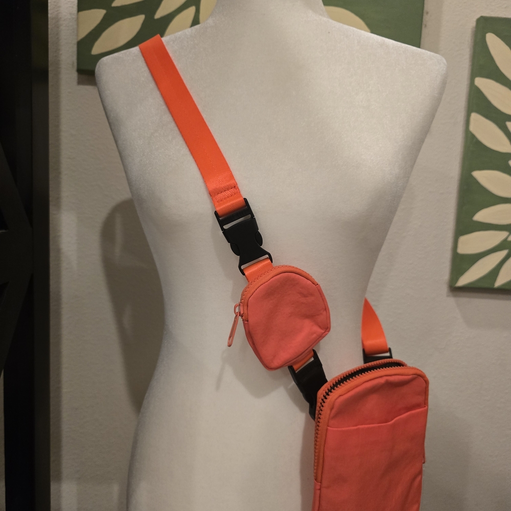 Orange Crossbody Bag with Pouch